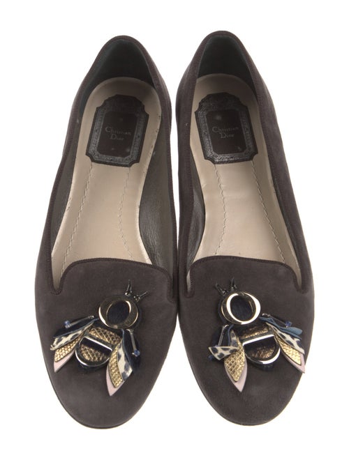 Christian Dior Suede Beaded Accents Ballet Flats