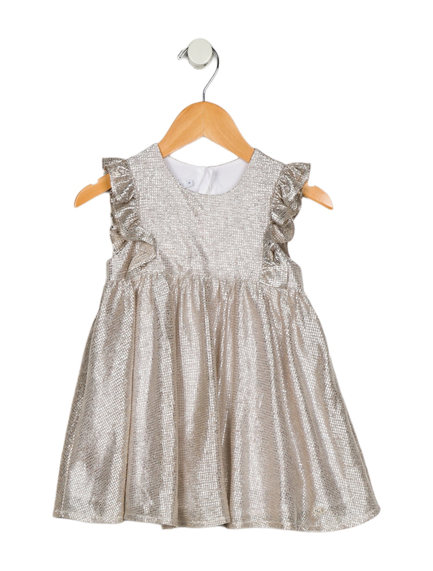 Baby Dior 2023 Girls' Ruffle Metallic Dress