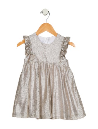Baby Dior 2023 Girls' Ruffle Metallic Dress