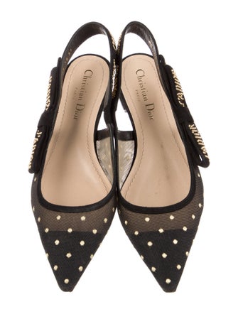 Christian Dior Mesh Printed Slingback Flats