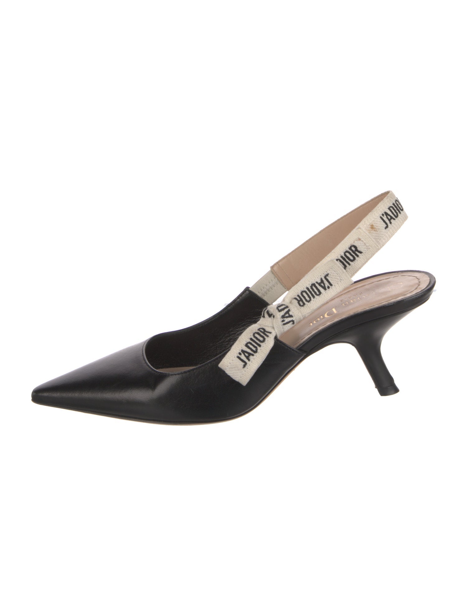Christian Dior Leather Bow Accents Slingback Pumps