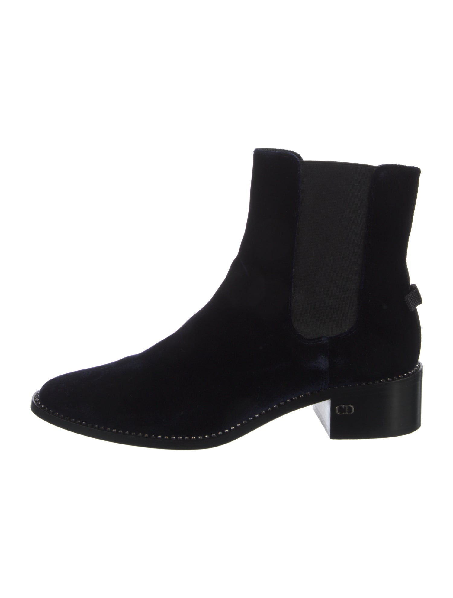 Christian Dior Velvet Crystal Embellishments Chelsea Boots