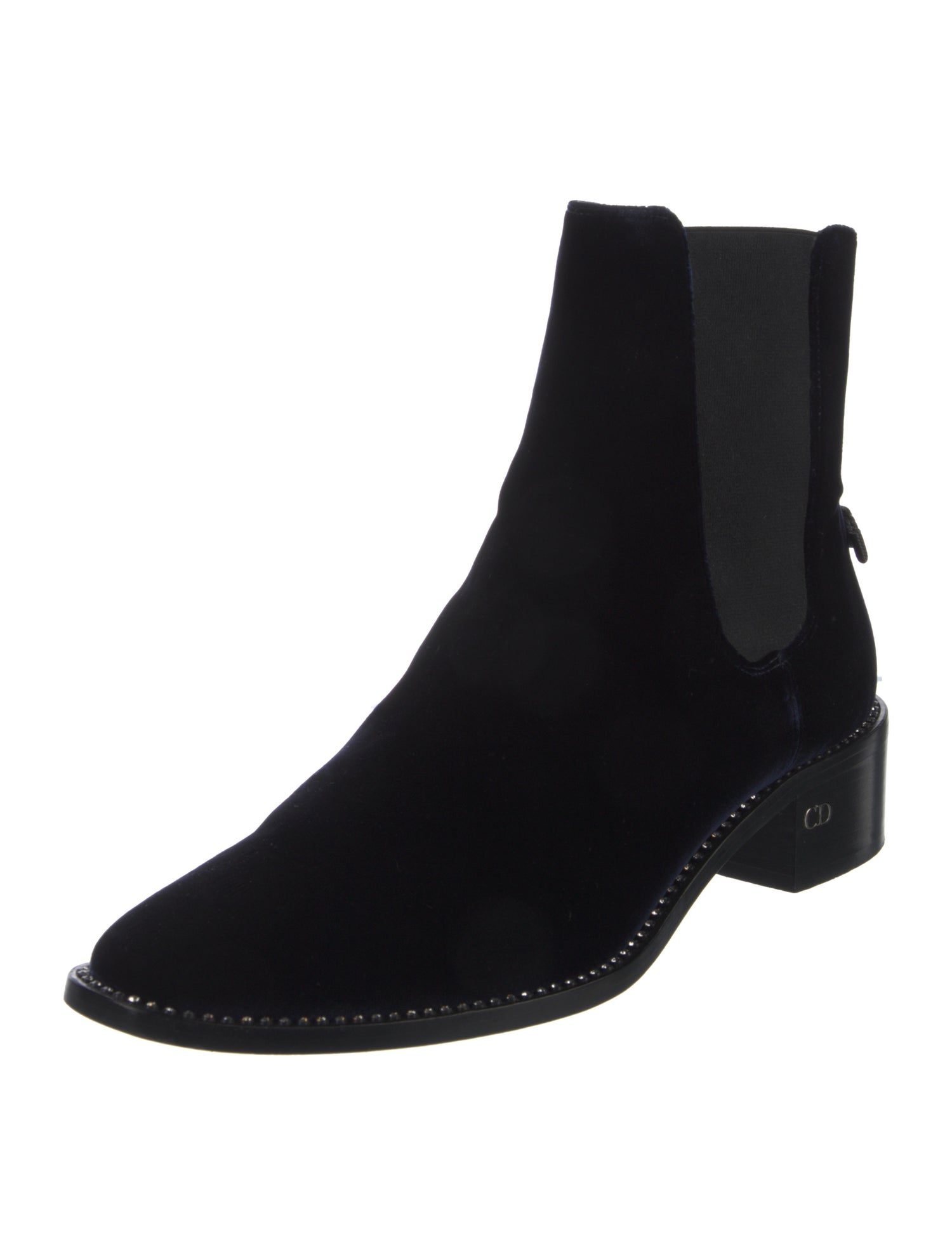 Christian Dior Velvet Crystal Embellishments Chelsea Boots