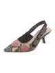 Christian Dior Leather Floral Print Slingback Pumps