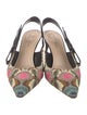 Christian Dior Leather Floral Print Slingback Pumps