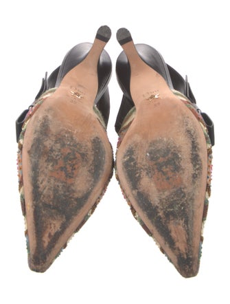 Christian Dior Leather Floral Print Slingback Pumps