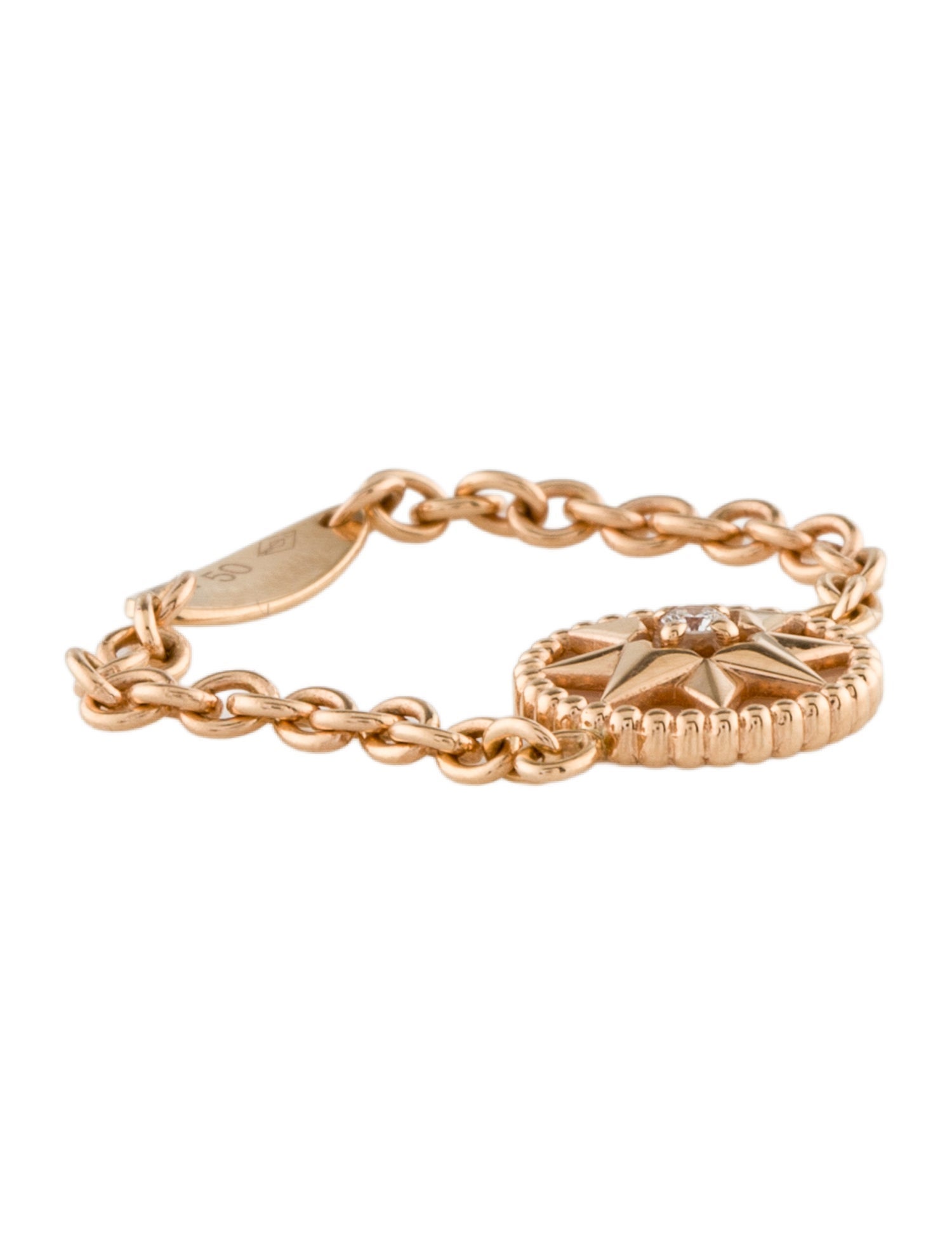 Christian Dior 18K Opal & Diamond Rose des Vents Chain Ring