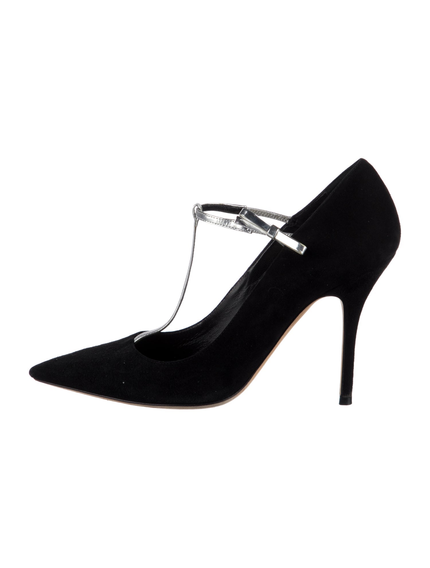 Christian Dior Suede Bow Accents T-Strap Pumps