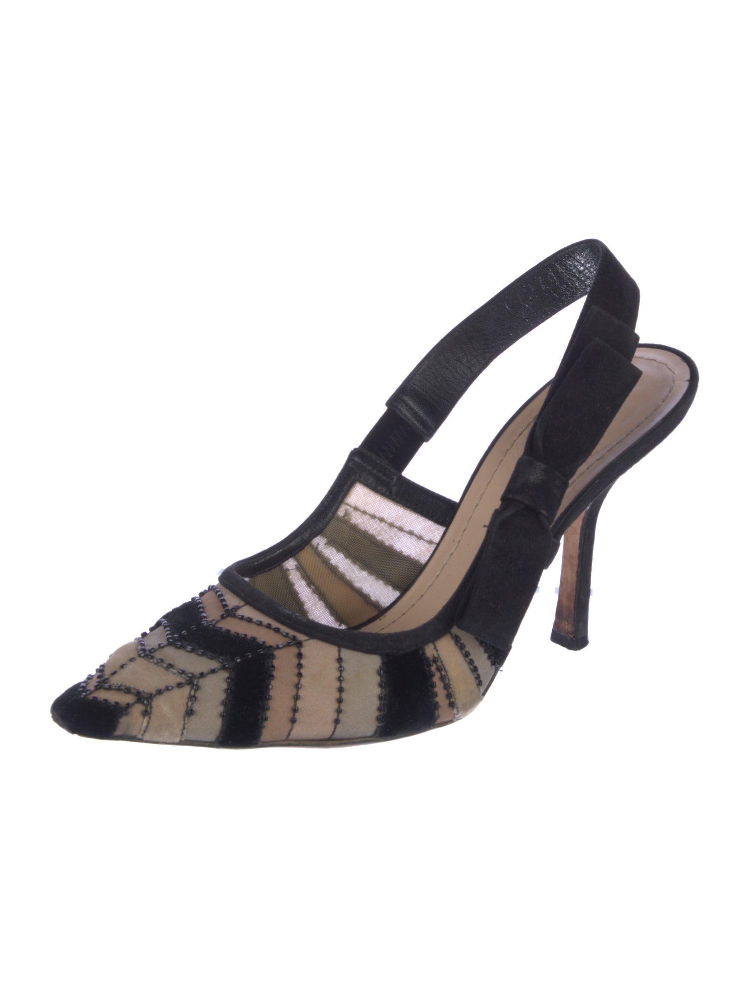 Christian Dior Suede Striped Slingback Pumps
