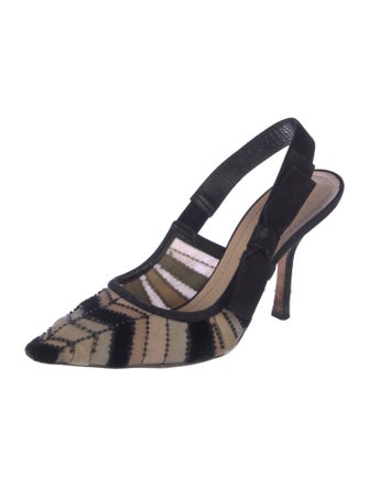 Christian Dior Suede Striped Slingback Pumps