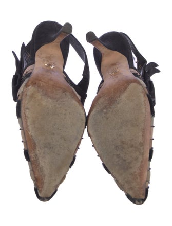 Christian Dior Suede Striped Slingback Pumps