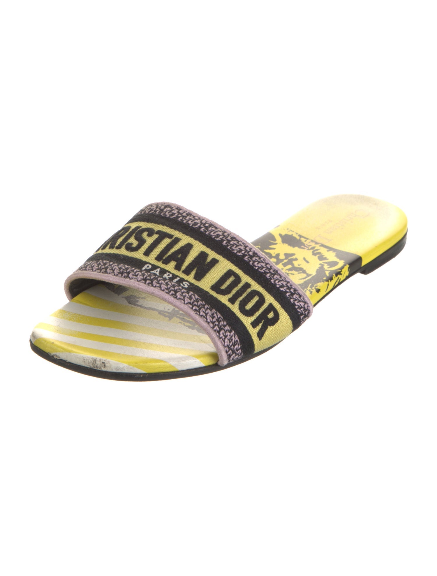 Christian Dior Printed Embroidered Accent Slides