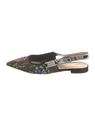 Christian Dior Floral Print Bow Accents Slingback Flats