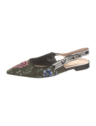 Christian Dior Floral Print Bow Accents Slingback Flats