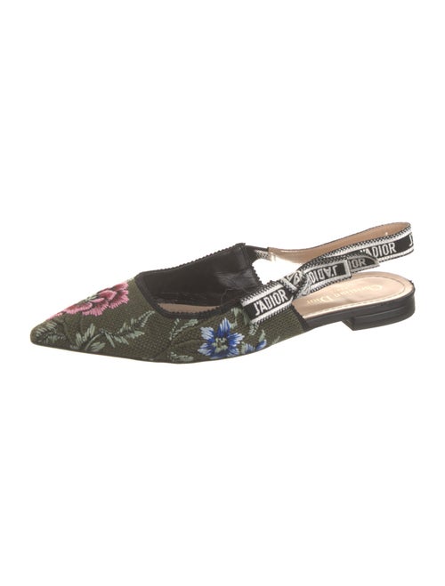 Christian Dior Floral Print Bow Accents Slingback Flats