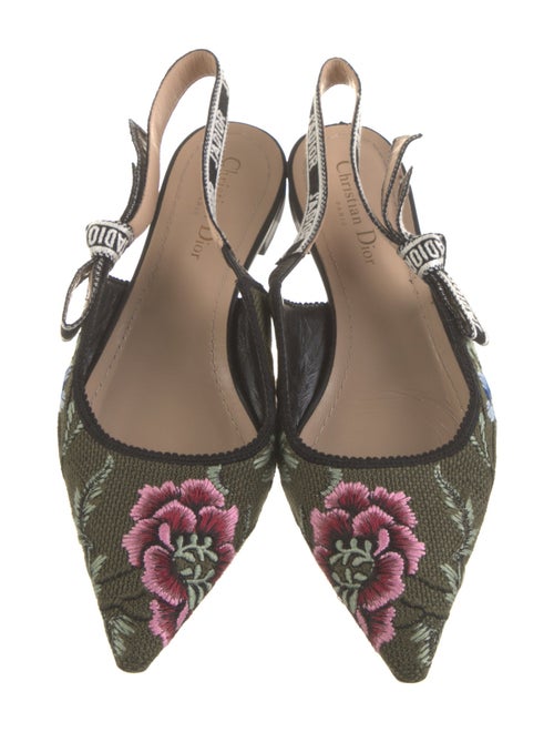 Christian Dior Floral Print Bow Accents Slingback Flats
