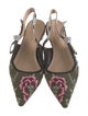 Christian Dior Floral Print Bow Accents Slingback Flats