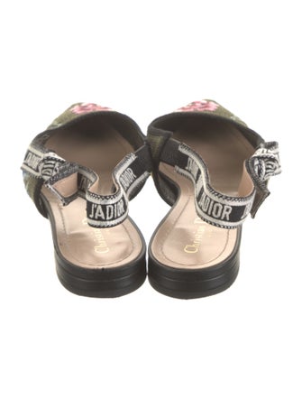 Christian Dior Floral Print Bow Accents Slingback Flats