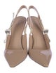 Christian Dior Patent Leather Bow Accents Slingback Pumps