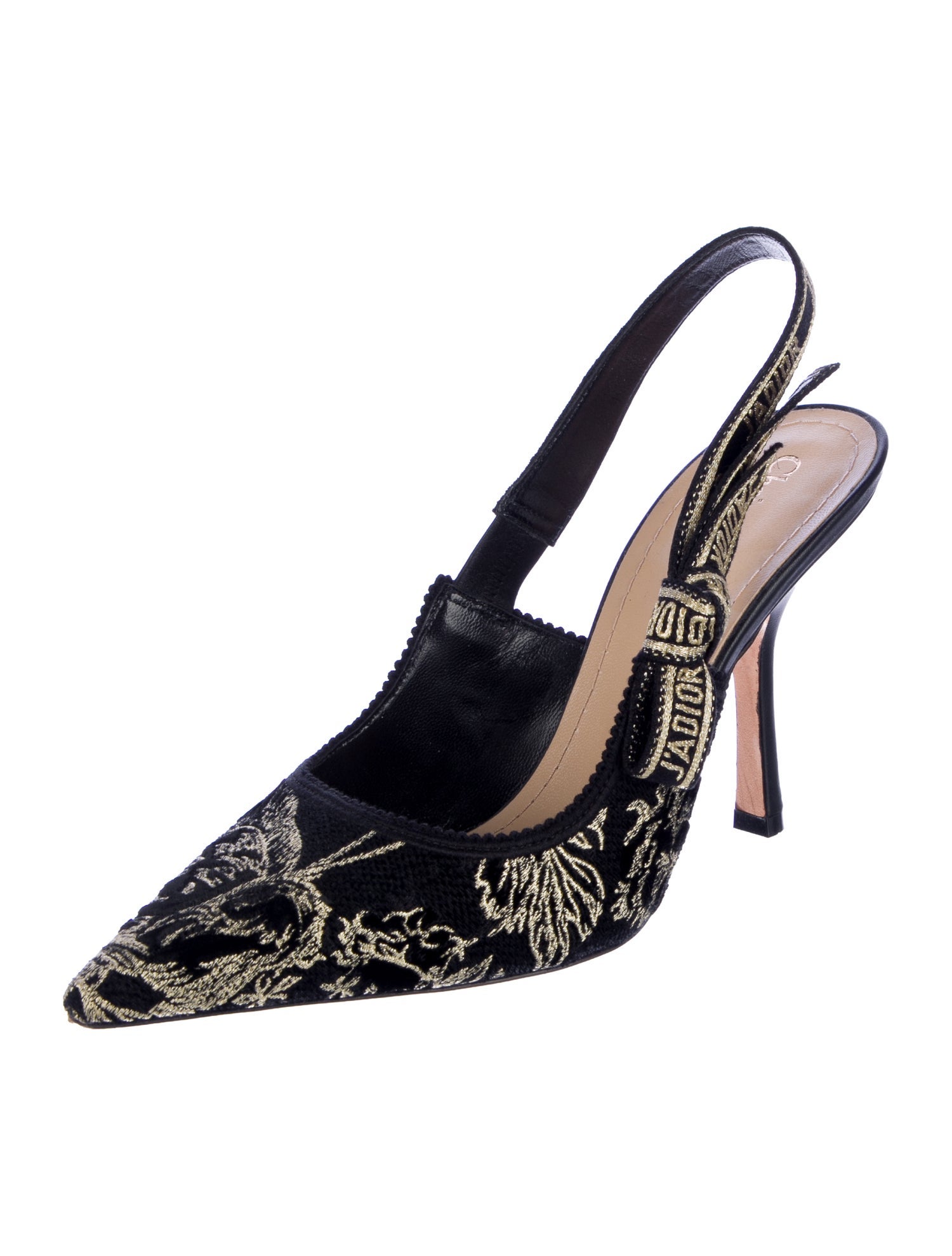 Christian Dior Printed Bow Accents Slingback Pumps