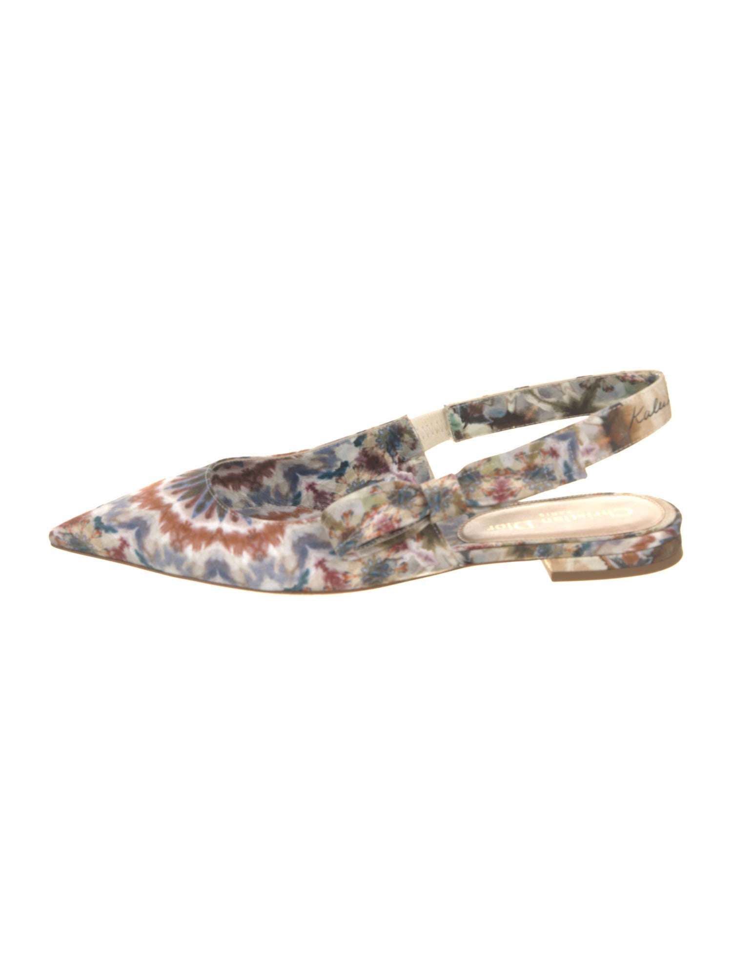 Christian Dior Tie-Dye Print Bow Accents Slingback Flats