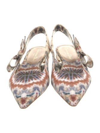 Christian Dior Tie-Dye Print Bow Accents Slingback Flats