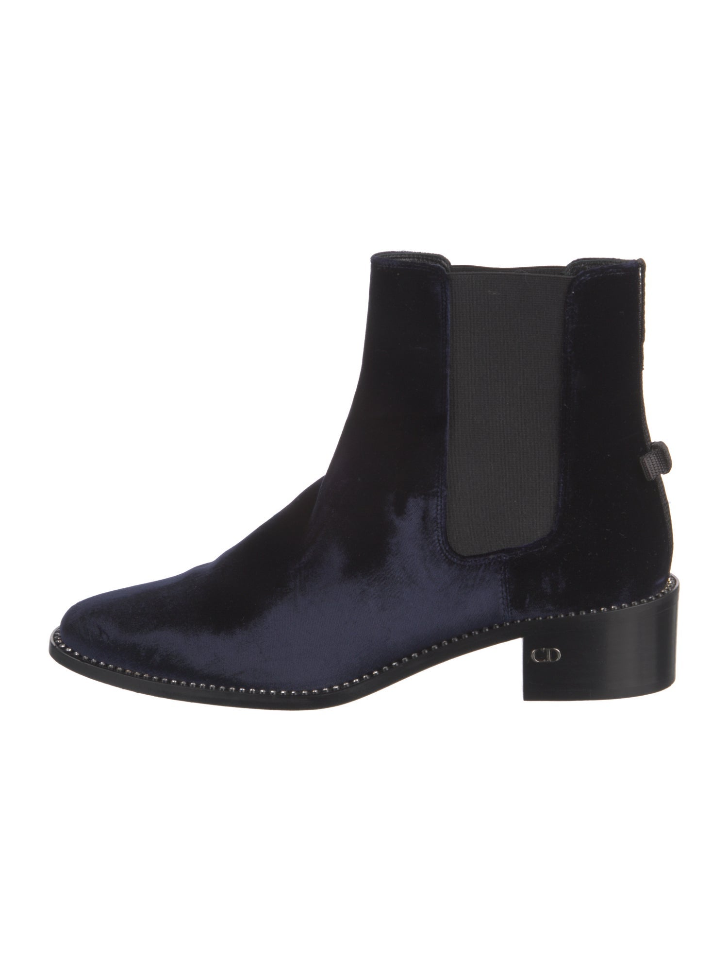Christian Dior Velvet Crystal Embellishments Chelsea Boots