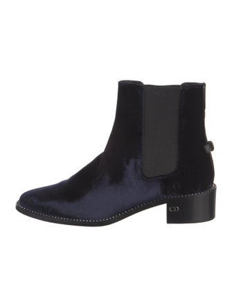 Christian Dior Velvet Crystal Embellishments Chelsea Boots