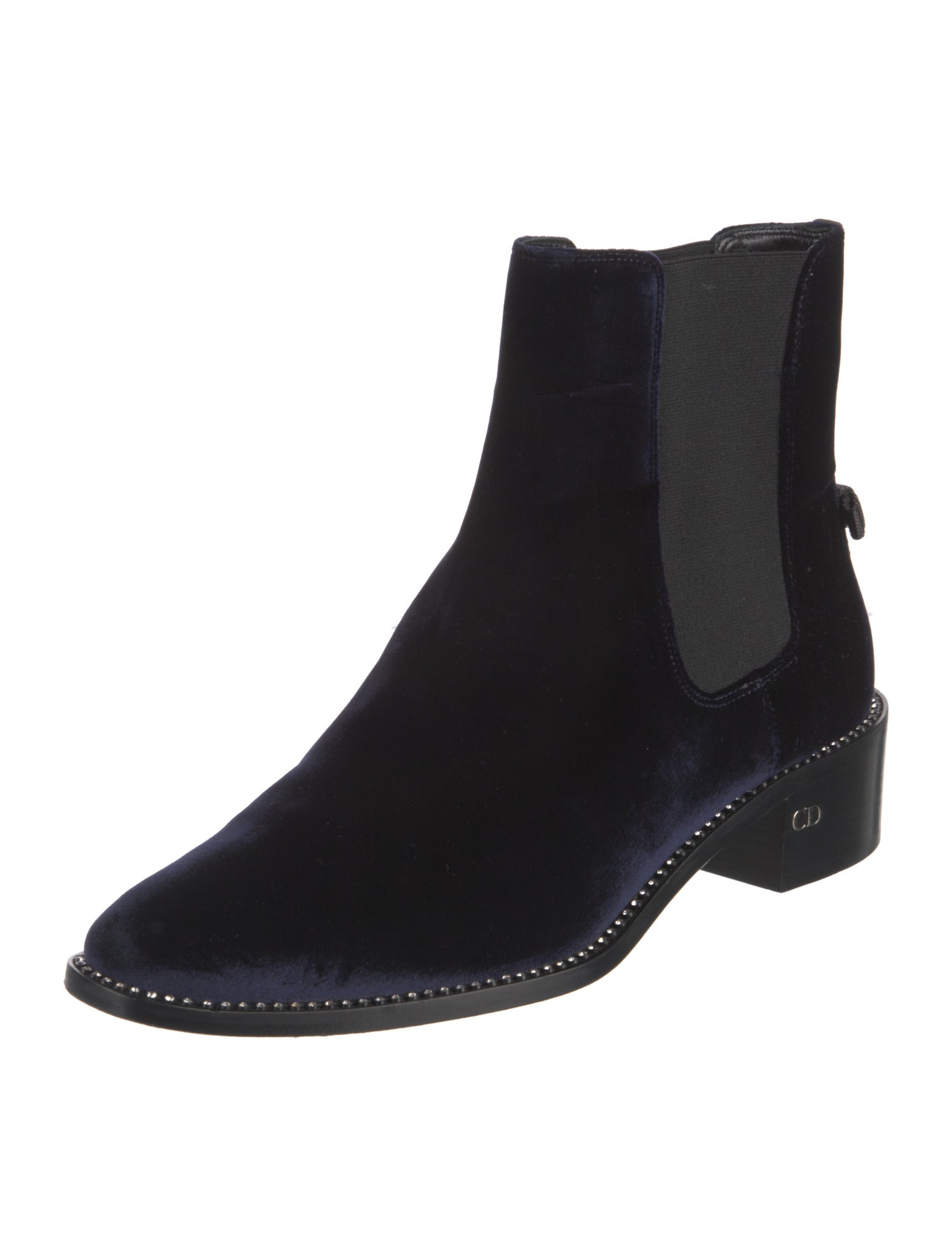 Christian Dior Velvet Crystal Embellishments Chelsea Boots