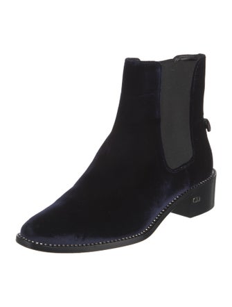 Christian Dior Velvet Crystal Embellishments Chelsea Boots