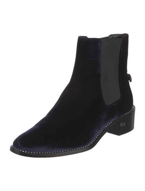 Christian Dior Velvet Crystal Embellishments Chelsea Boots