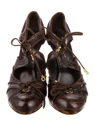 Christian Dior Leather Animal Print T-Strap Pumps