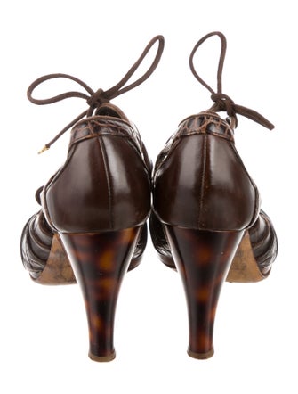 Christian Dior Leather Animal Print T-Strap Pumps