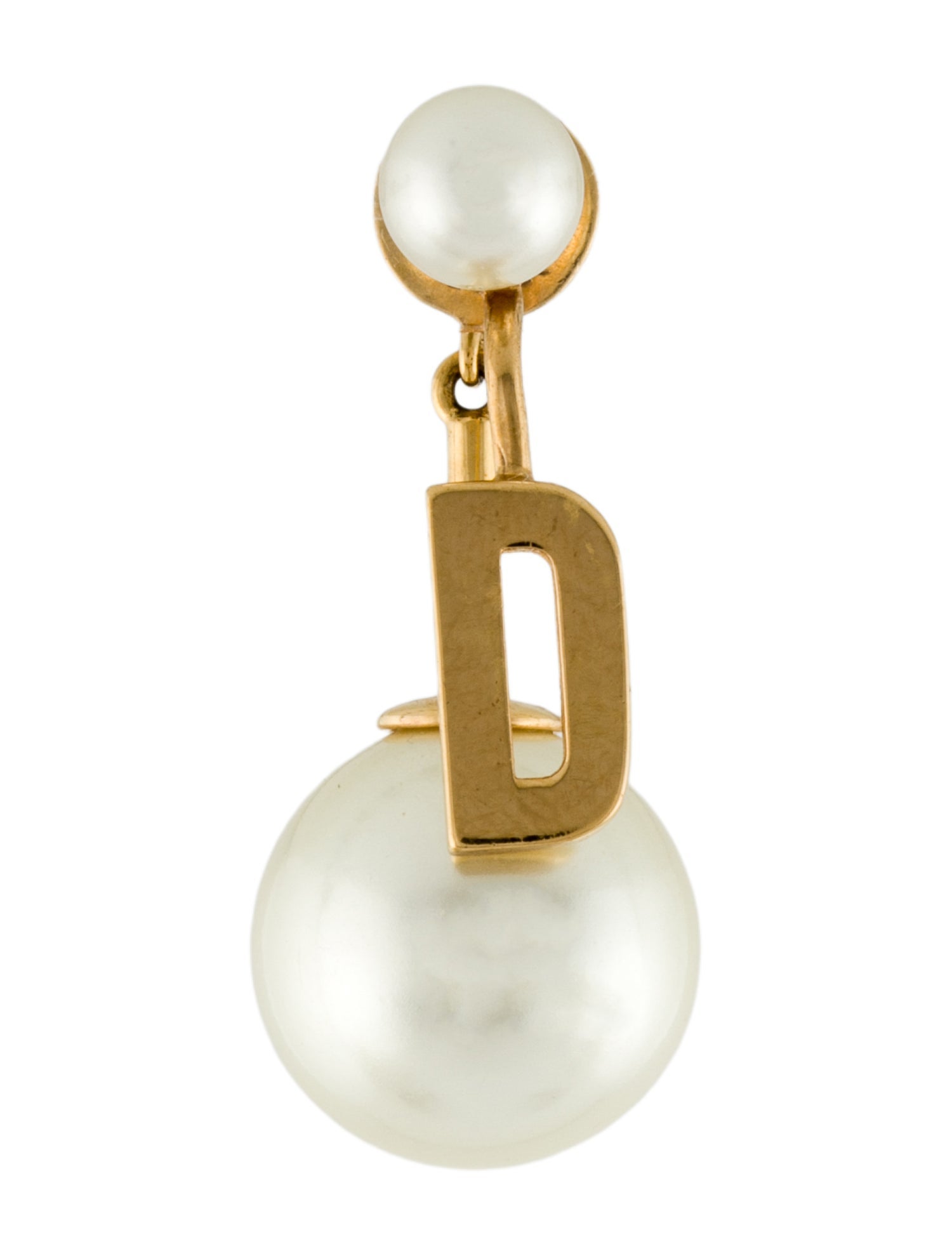 Christian Dior Resin Faux Pearl My ABCDior Single Drop Earring