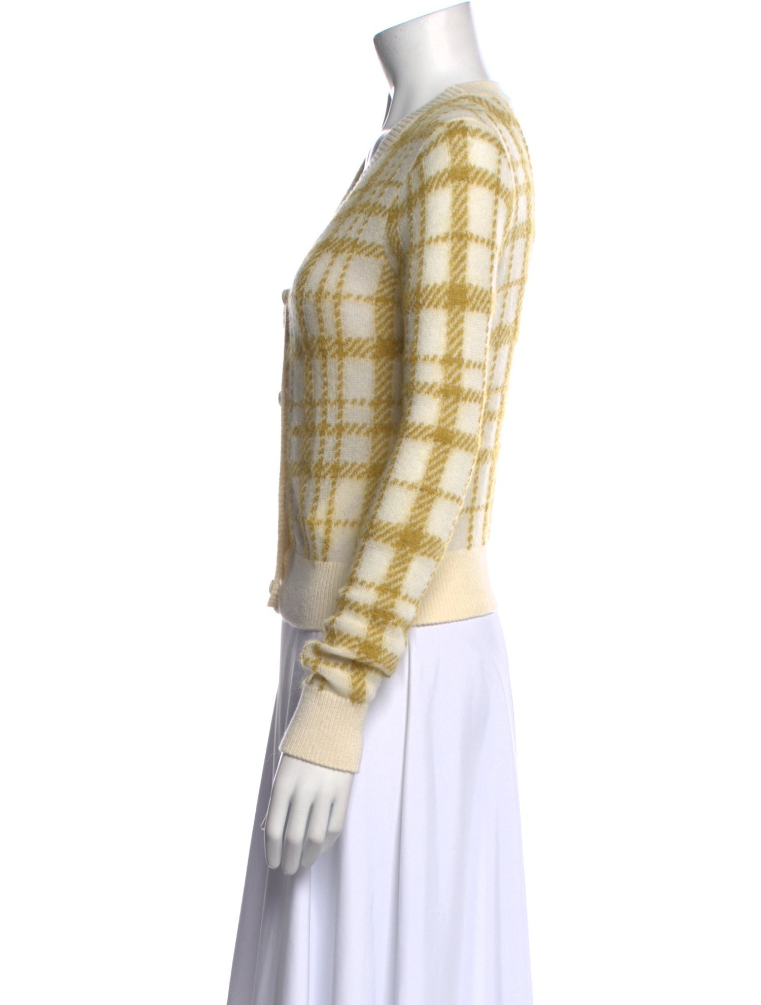 Christian Dior Virgin Wool Plaid Print Sweater