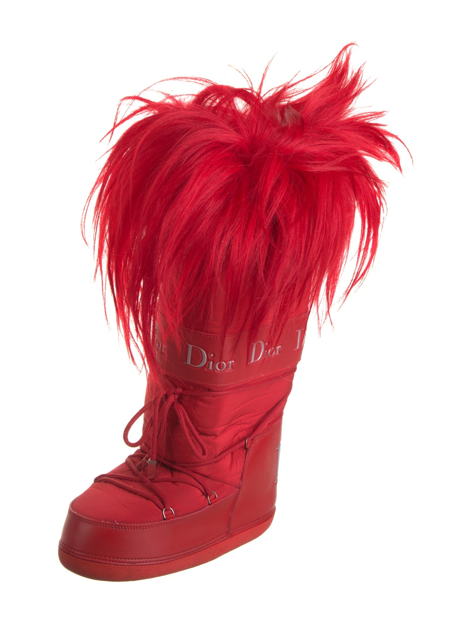 Christian Dior Nylon Colorblock Pattern Lace-Up Boots