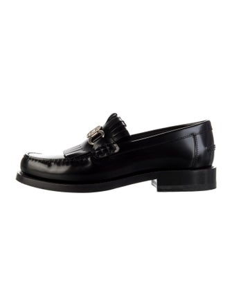 Christian Dior Leather Fringe Trim Accent Loafers