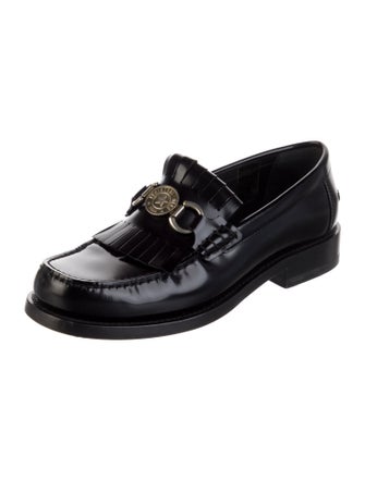 Christian Dior Leather Fringe Trim Accent Loafers