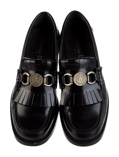 Christian Dior Leather Fringe Trim Accent Loafers