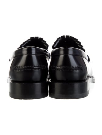 Christian Dior Leather Fringe Trim Accent Loafers