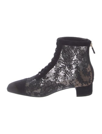 Christian Dior Lace Lace Pattern Lace-Up Boots