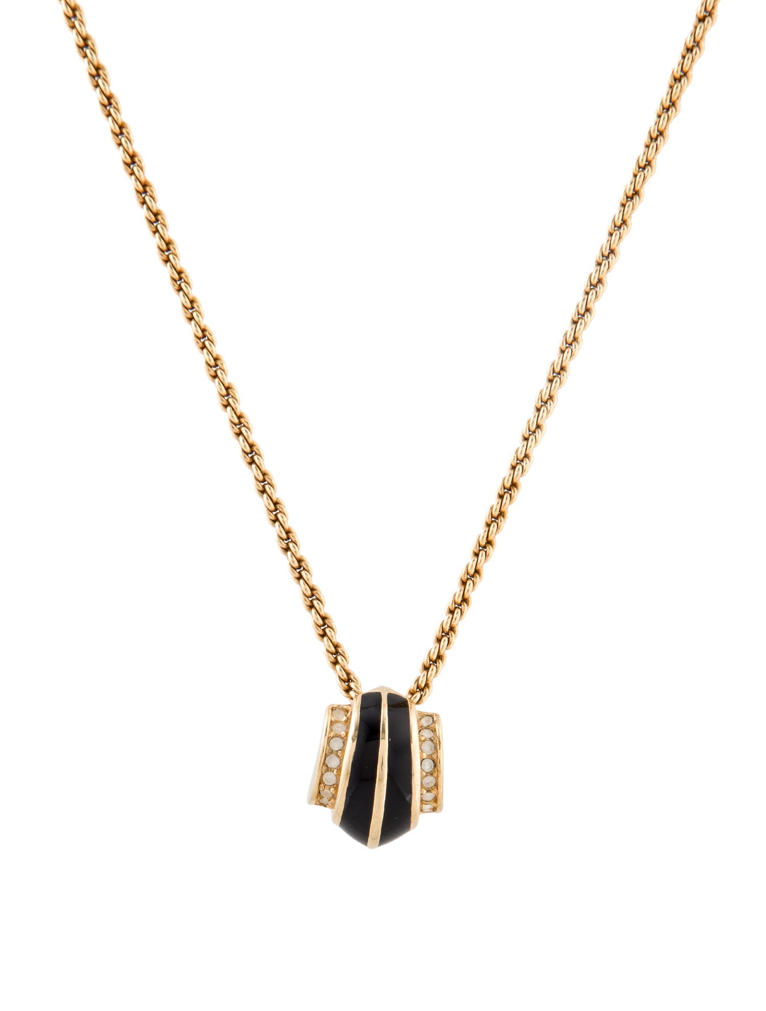 Christian Dior Vintage Crystal & Enamel Pendant Necklace