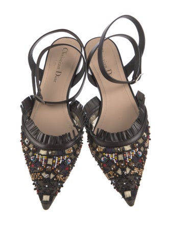 Christian Dior Leather Patterned Slingback Flats