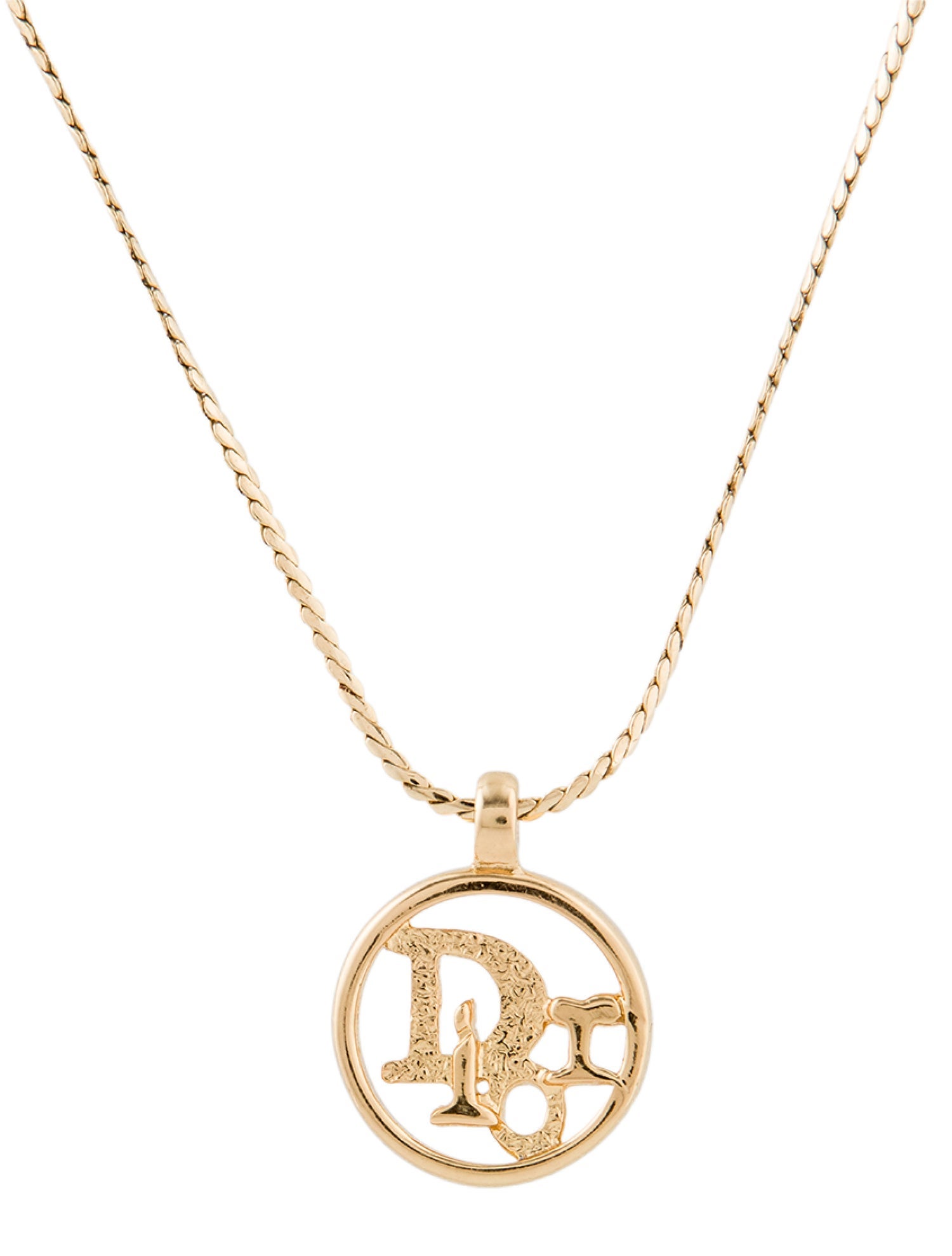 Christian Dior Vintage Logo Pendant Necklace