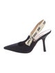 Christian Dior Printed Bow Accents Slingback Pumps
