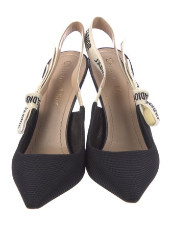 Christian Dior Printed Bow Accents Slingback Pumps