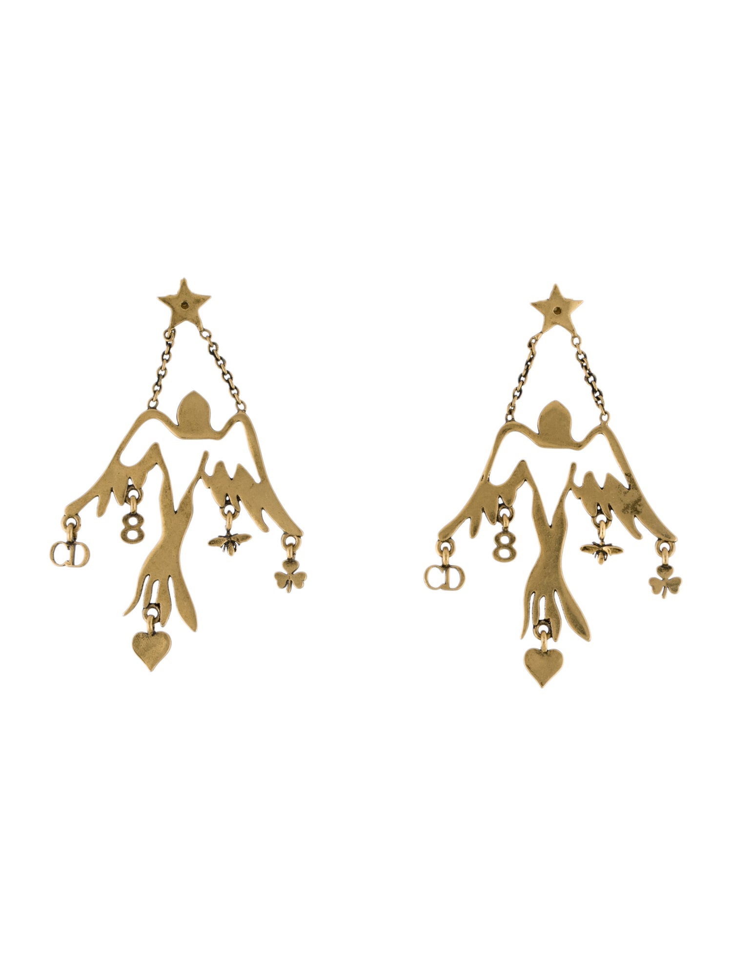 Christian Dior D Bohémienne Bird Drop Earrings