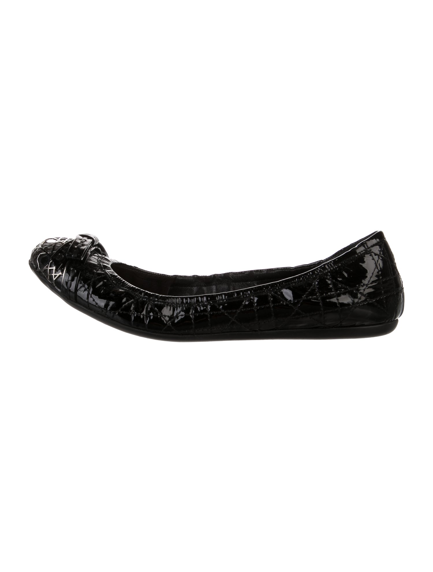Christian Dior Cannage Pattern Patent Leather Ballet Flats