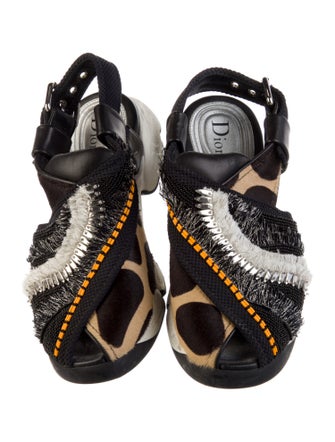 Christian Dior Ponyhair Printed Slingback Sandals