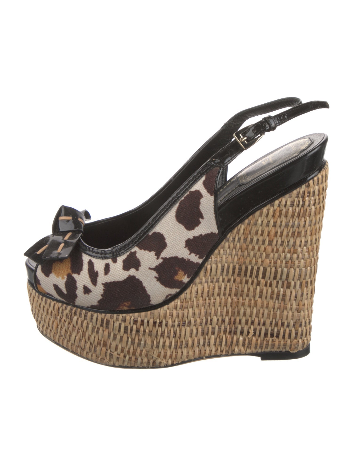 Christian Dior Canvas Animal Print Slingback Sandals
